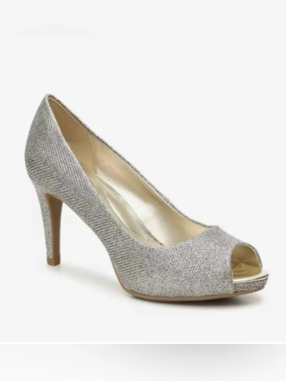 Bandolino Silver Glitter Peep-Toe Heels size 7